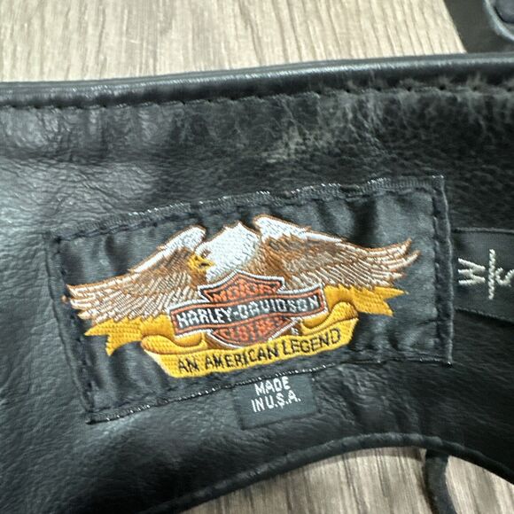 Vintage Harley Davidson Women's Black Leather Riding Chaps USA Made Size Small - Picture 9 of 13
